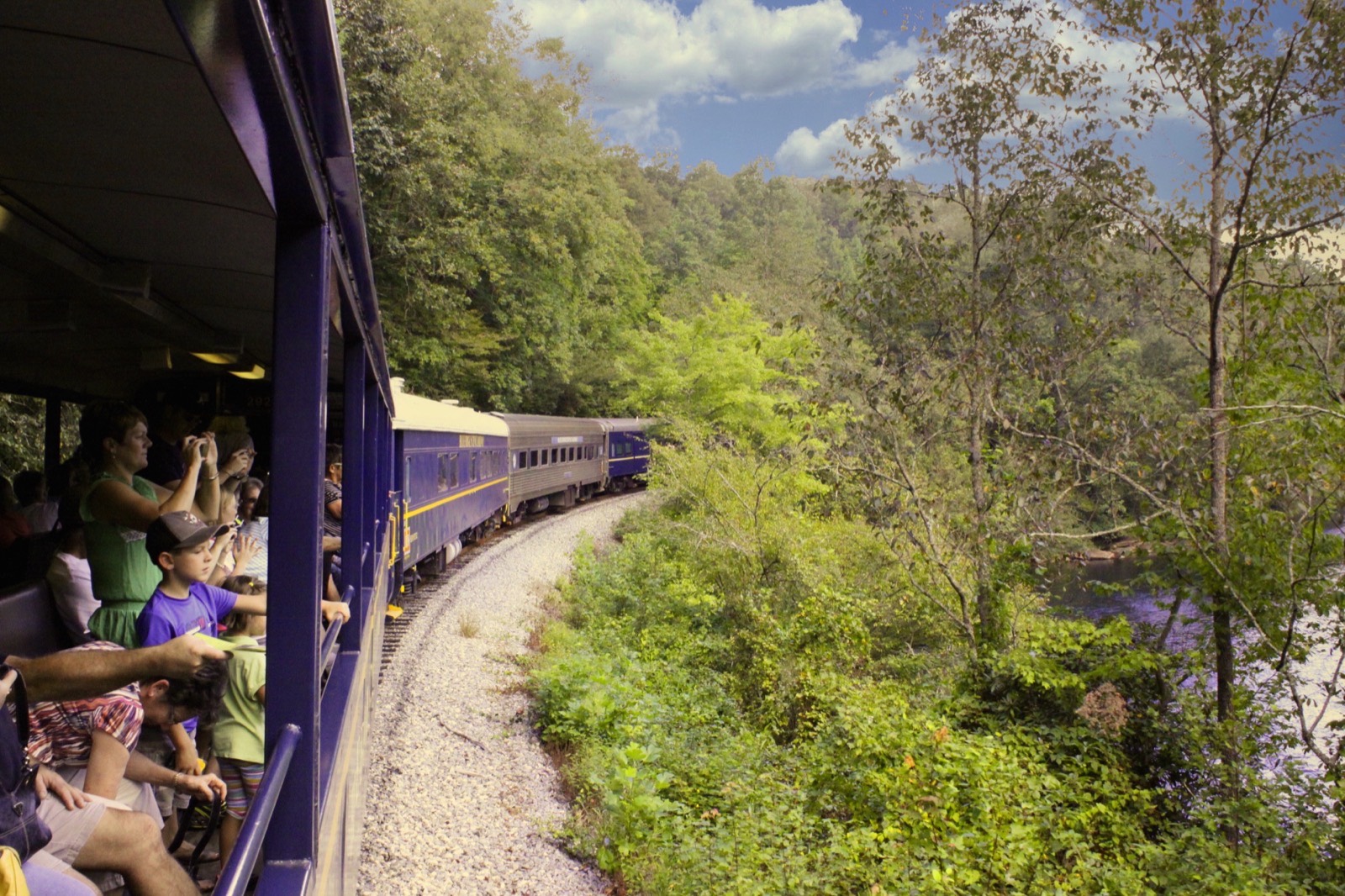 Blue Ridge Scenic Railway train at the historic 241 Depot Street station in downtown Blue Ridge, Georgia