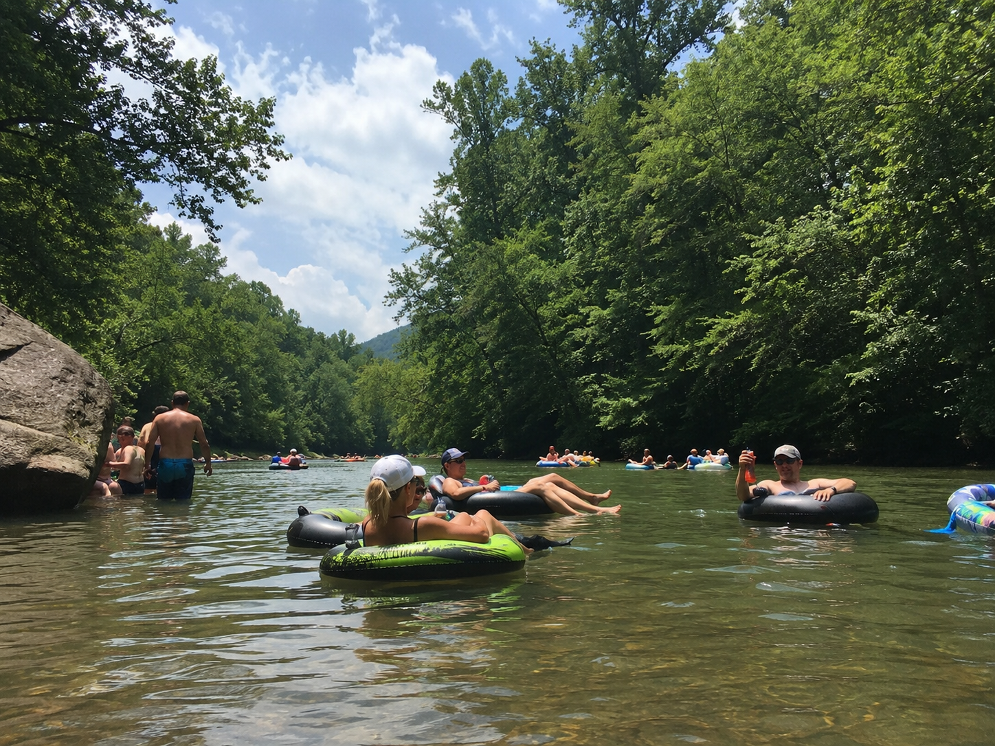 Tubing on the Toccoa River in summer