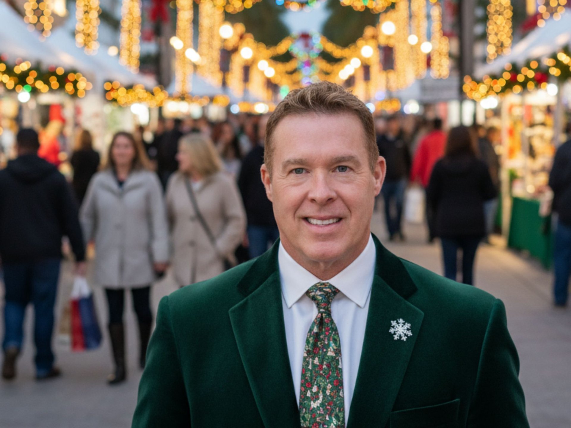 Las Olas Boulevard decorated with holiday lights in Fort Lauderdale