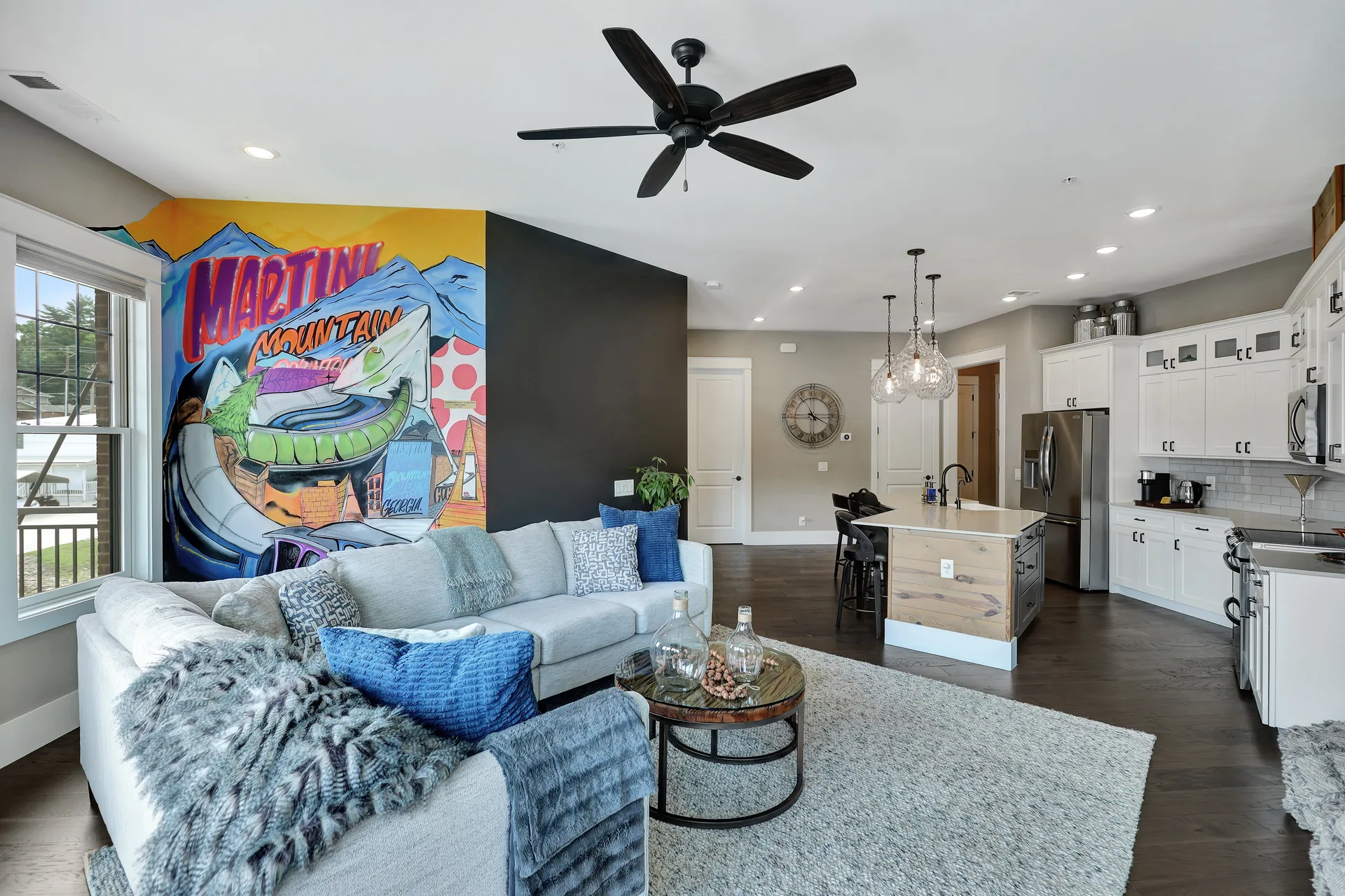 Open living room with balcony access