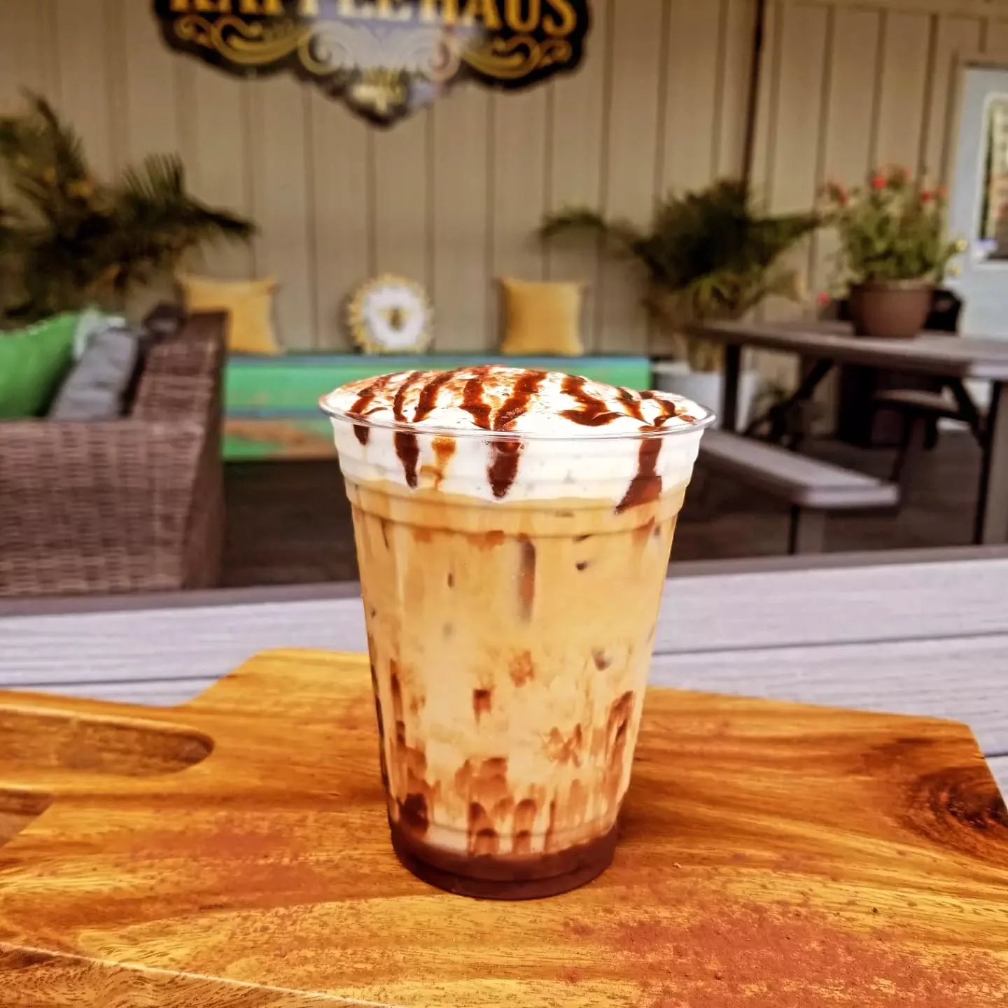 Das Kaffee Haus, iced coffee on the deck
