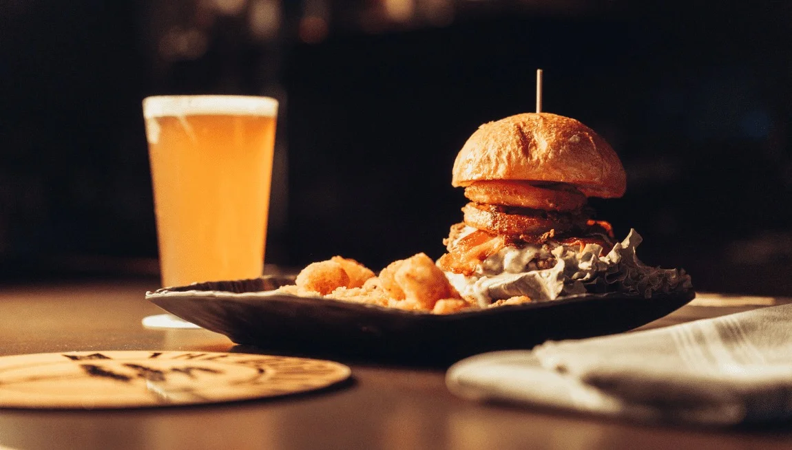 The Dogwood, plated dish and beer