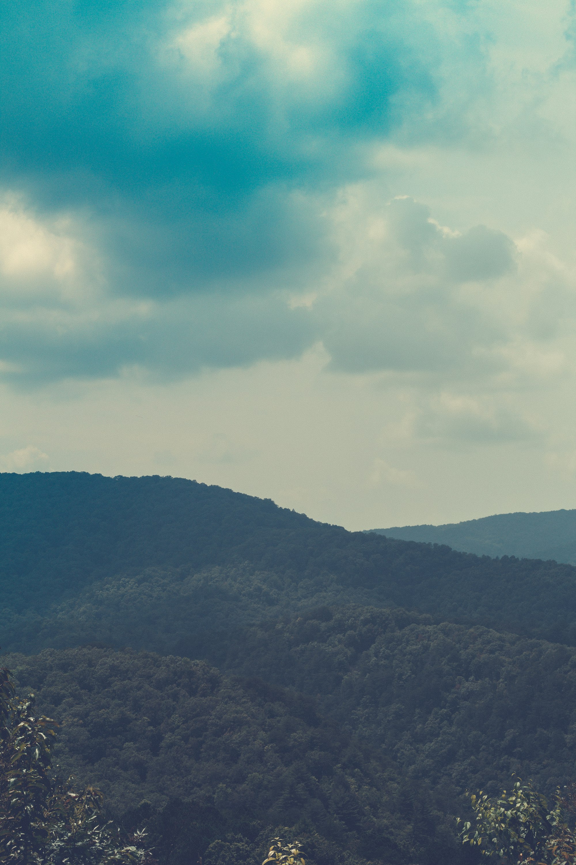 Forested ridgelines around Blue Ridge in the North Georgia mountains