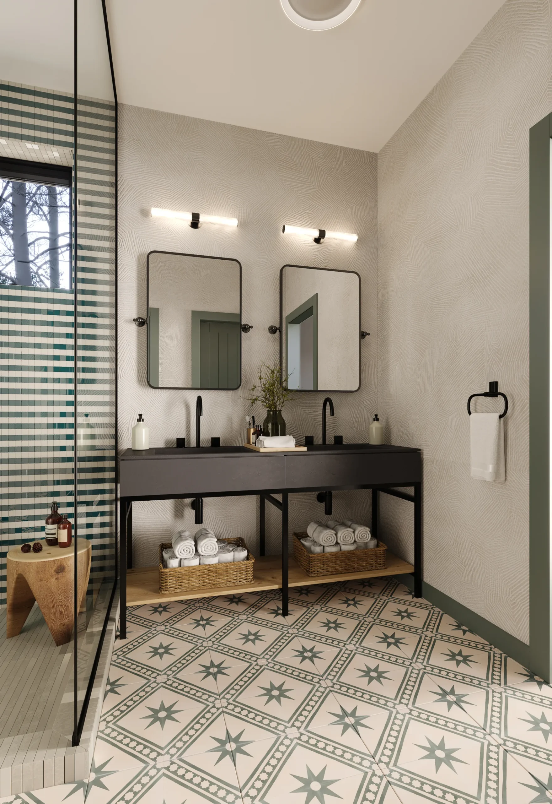 North Creek — primary bathroom rendering, double vanity