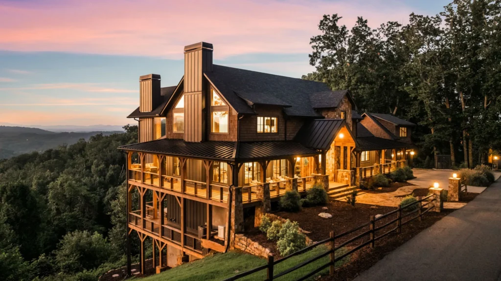 Exterior rear elevation twilight — 684 Overlook Drive