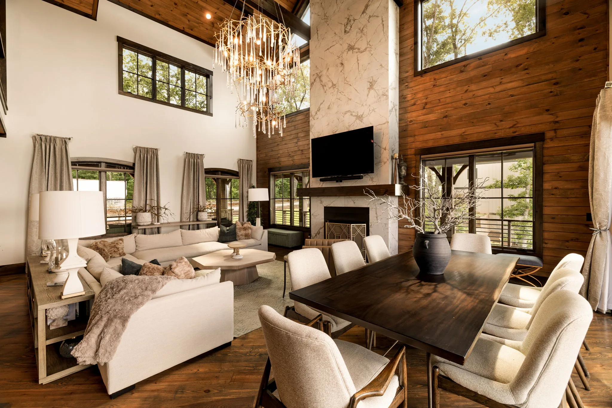 Great room hero fireplace — 684 Overlook Drive
