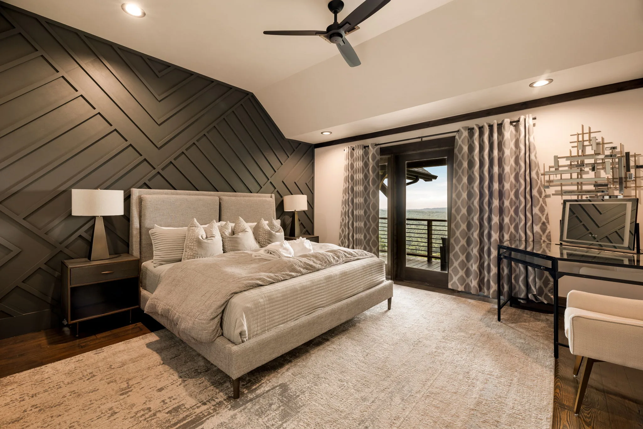 Secondary bedroom 1 chevron wall — 684 Overlook Drive