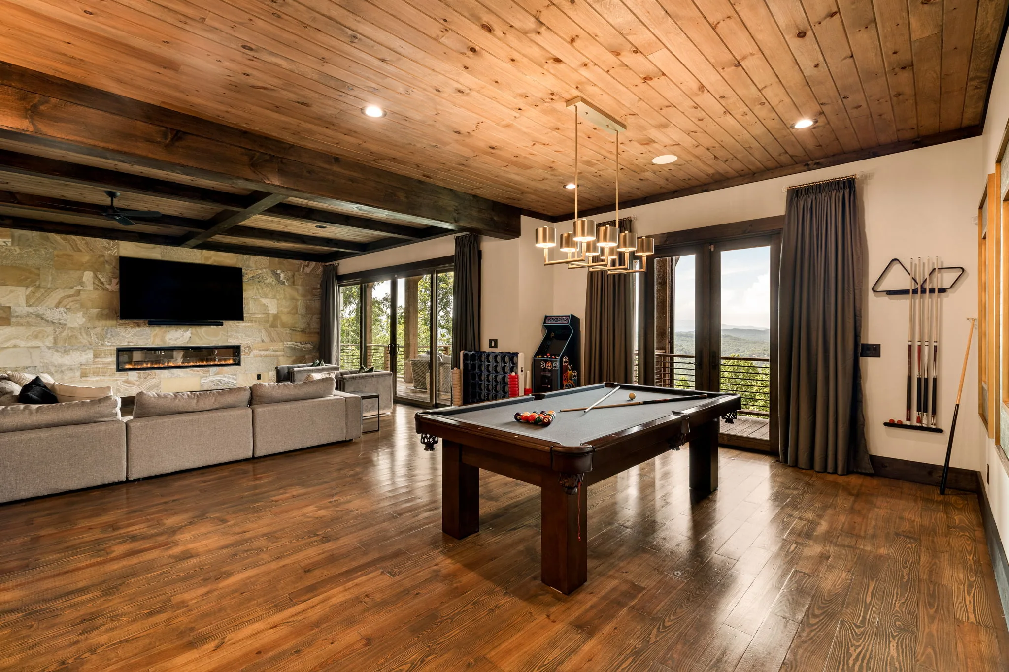 Lower level game room pool table — 684 Overlook Drive